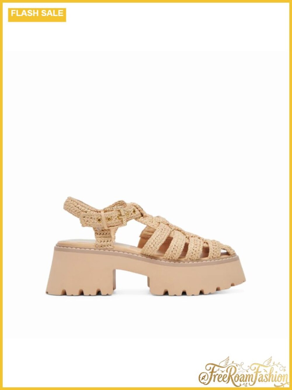 Raffia Platform Sandals Woven Fisherman Buckle Comfortable Casual